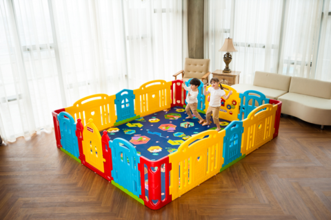 Dwinguler Castle Playpen Extension Kit Rainbow – Baby Play Mats - Main Image